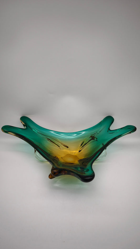 88551 Centrotavola in vetro verde e arancio