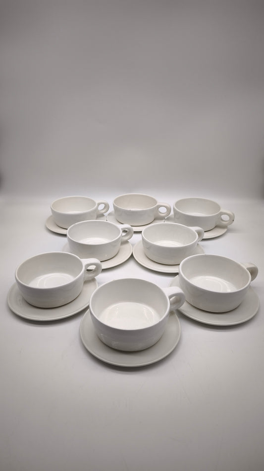 88613 Servizio da té per 8 persone in ceramica bianca Gabbianelli, anni '60