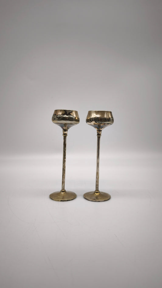 88848 Coppia di porta candela Meneses silver plated