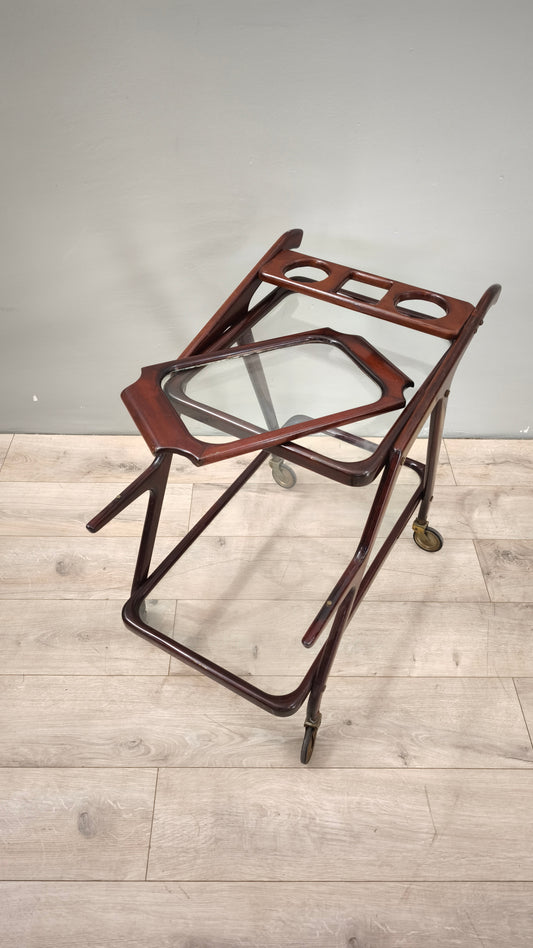 89133 Carrello vintage in legno e vetro