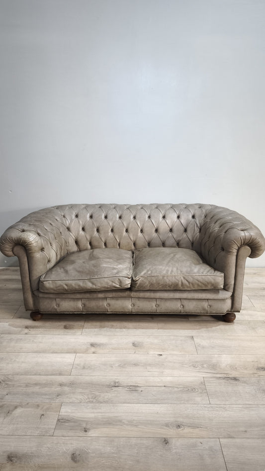 89142 Divano Chester grigio due posti in pelle