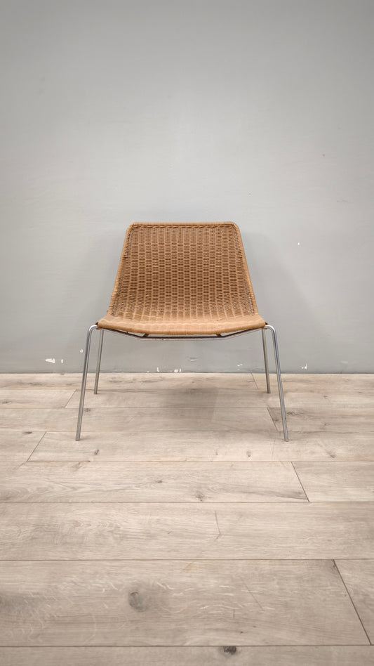 89143 Sedia in acciaio e midollino intrecciato