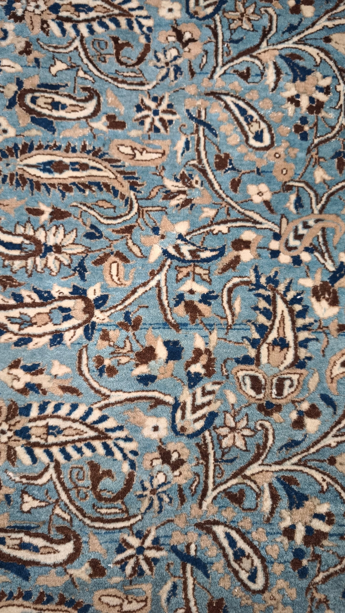 89282 Tappeto in fibra naturale base celeste con decorazione a motivo floreale 130cm x 210cm