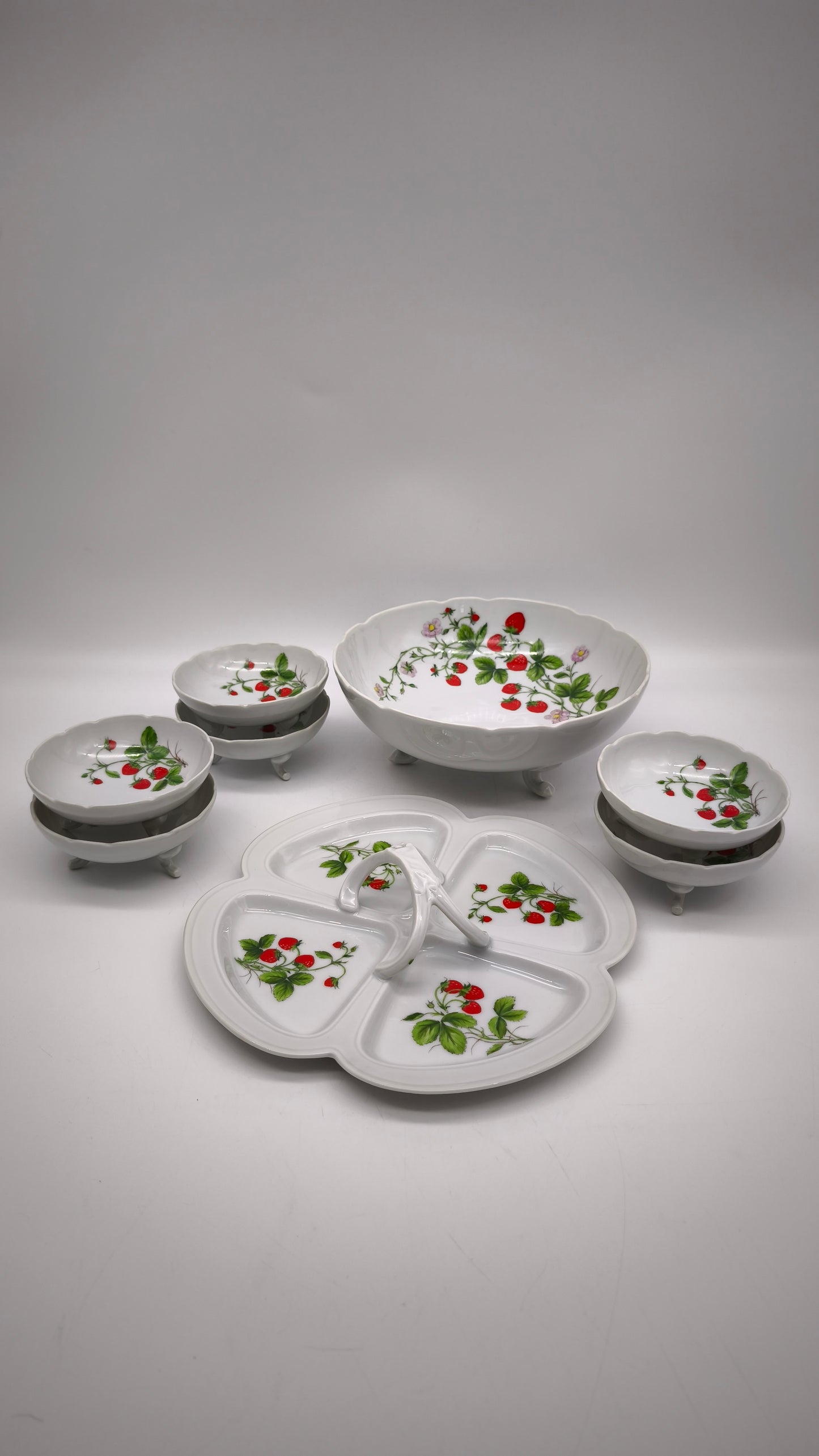 12 Set da macedonia 'Fraises De Quatre Saisons' di Nicole Bernardaud per Limoges