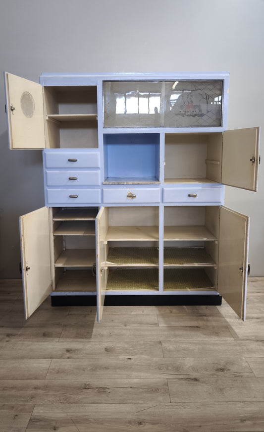 129 Credenza anni '50 celeste con piano in marmo