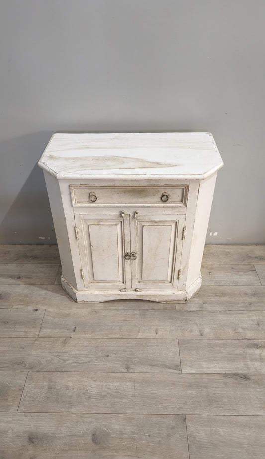 91230 Credenzina in legno dipinta bianca