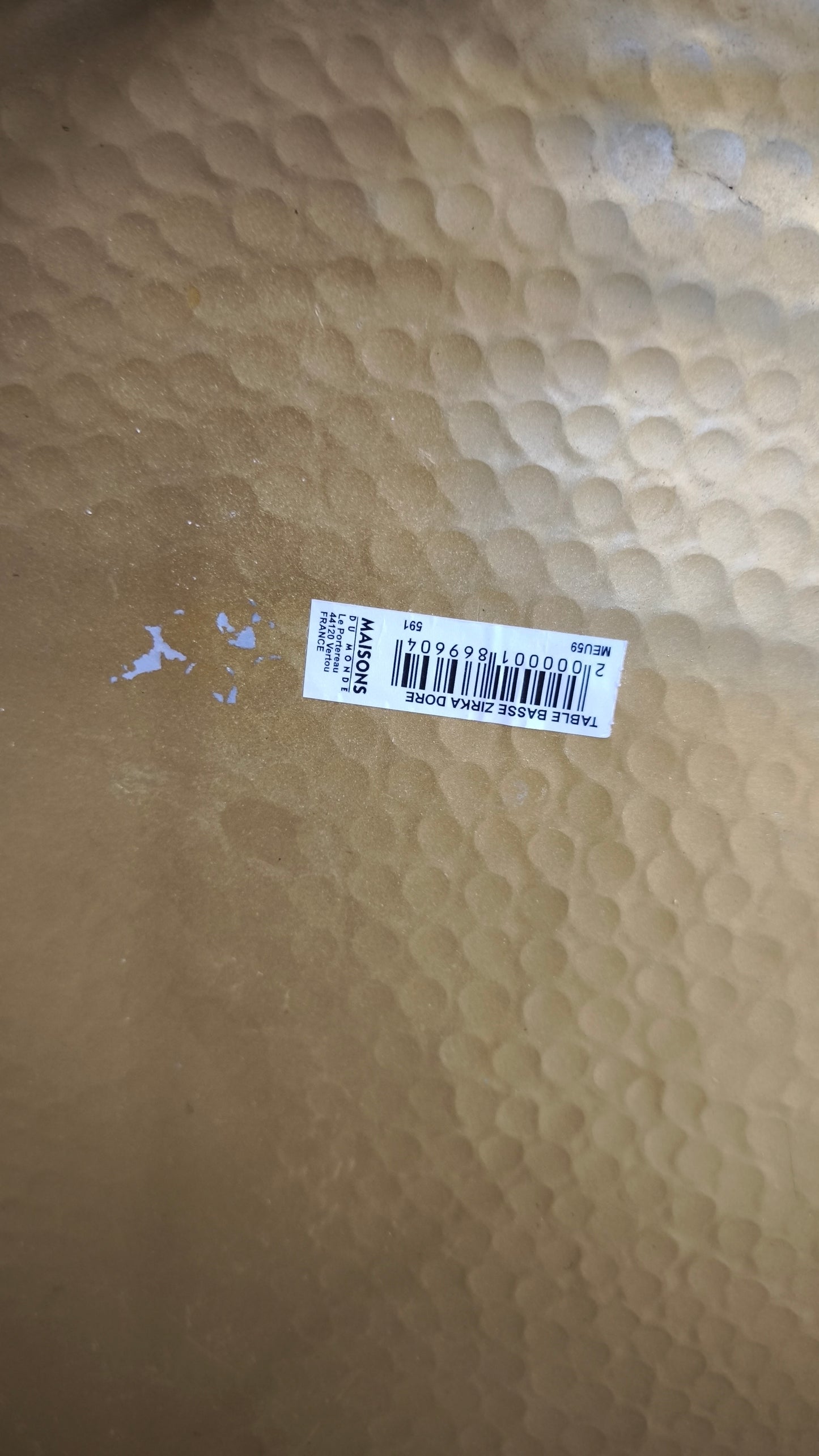 91260 Tavolo Zircadore rotondo in metallo battuto