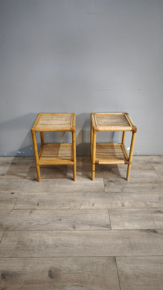 91831 Coppia di comodini in bambù