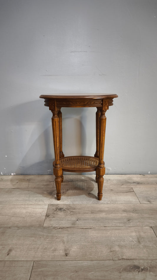 92028 Tavolo da salotto in legno con ripiano in paglia di Vienna