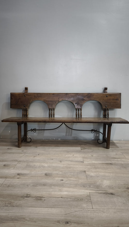 92200 Panca in legno massello con inserti in ferro
