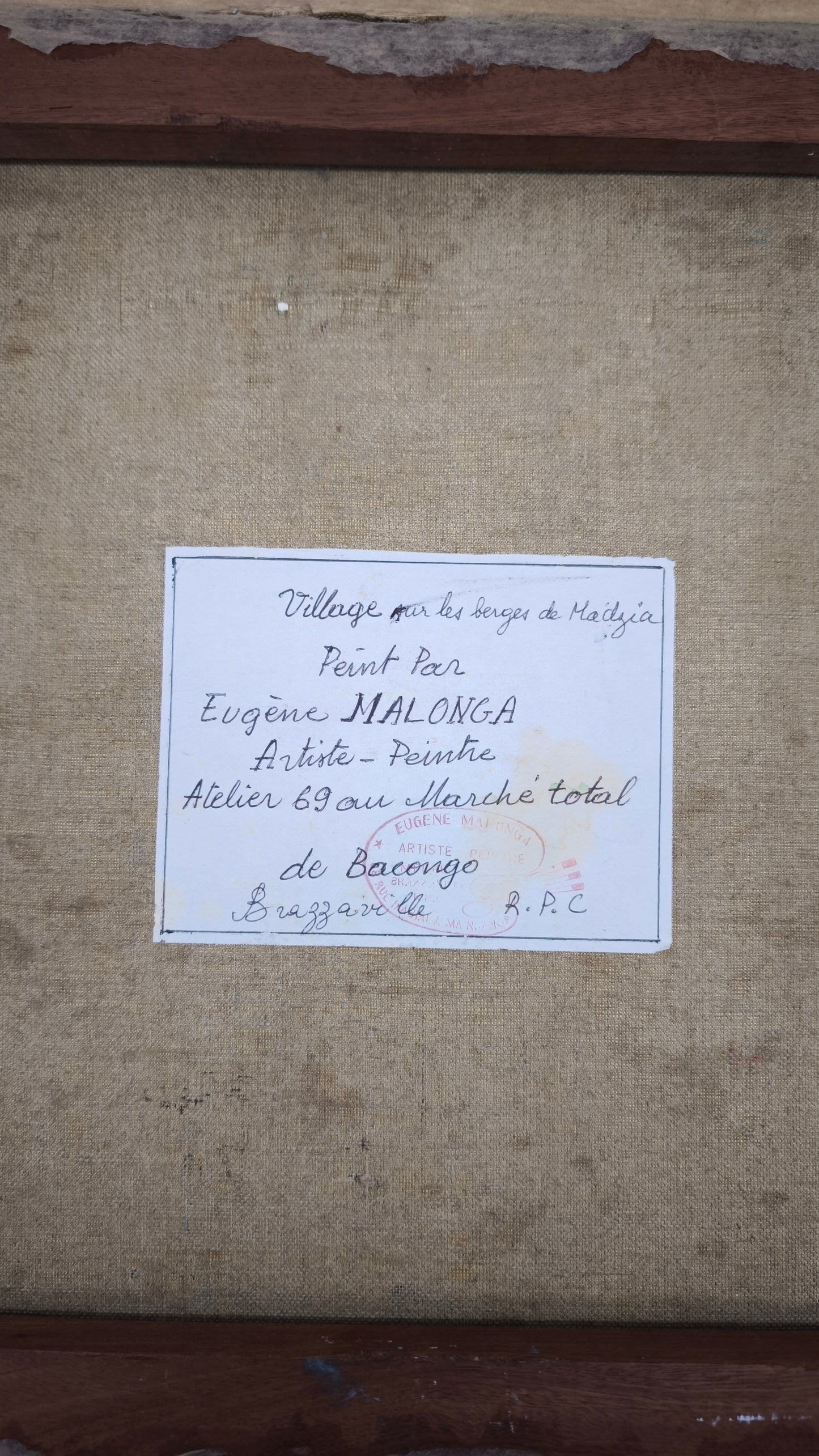 92318 Quadro Eugène Malonga 'Bordo del fiume'
