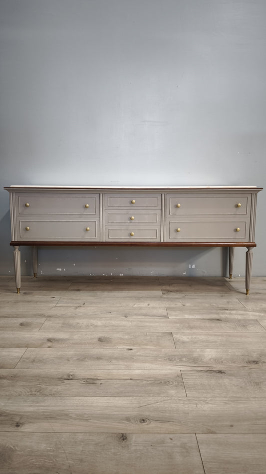 92378 Mobile comò in legno dipinto grigio con piano in marmo