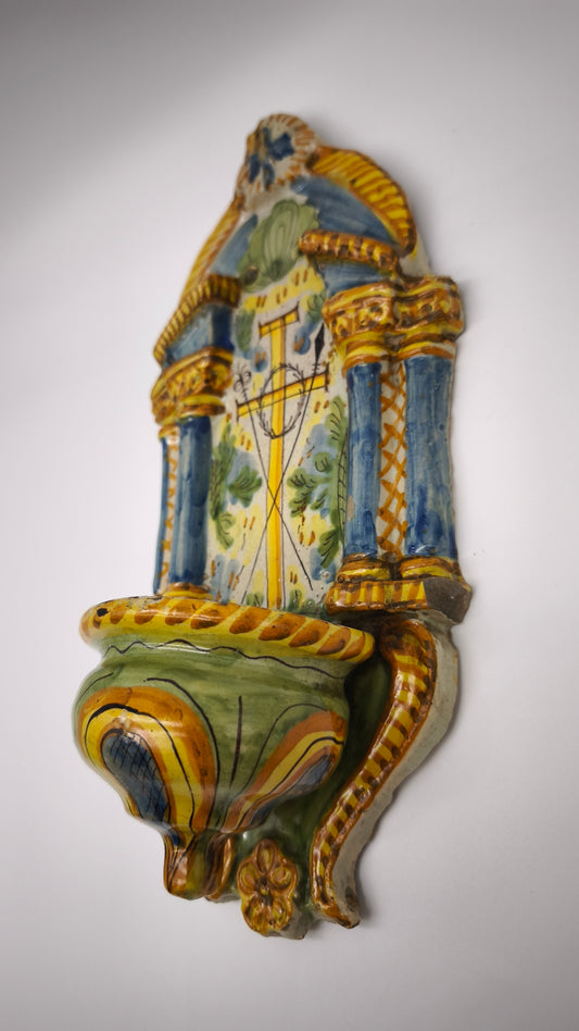 92393 Acquasantiera in ceramica dipinta