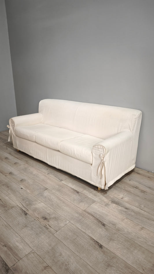 92856 Divano tre posti in tessuto bianco