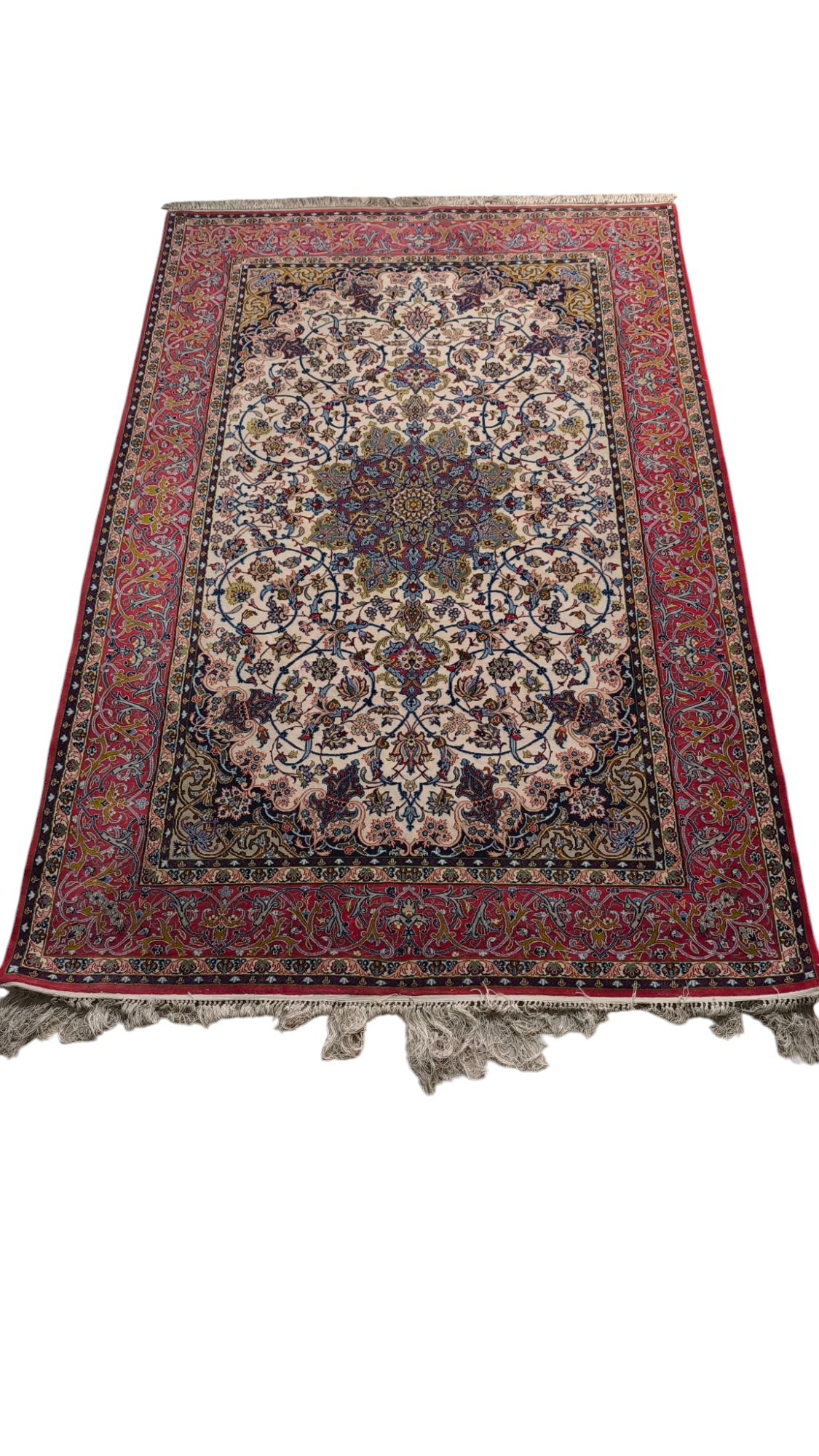 78306 Tappeto con decorazioni a motivo floreale rosso e beige