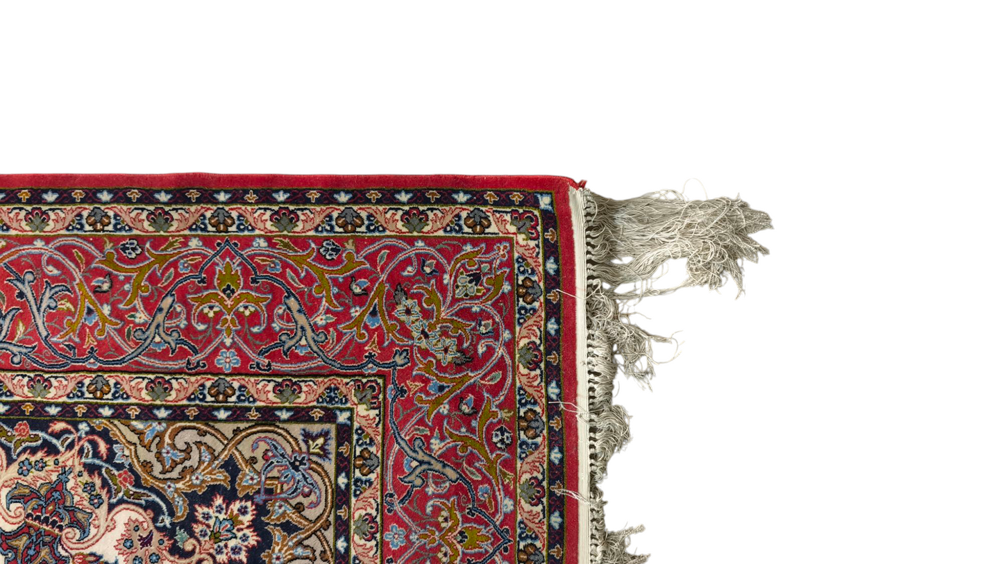 78306 Tappeto con decorazioni a motivo floreale rosso e beige