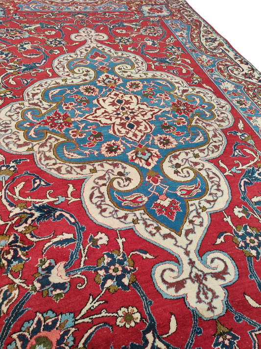 74323 Tappeto con decorazioni a motivo floreale rosso e blu 210cm x 310cm