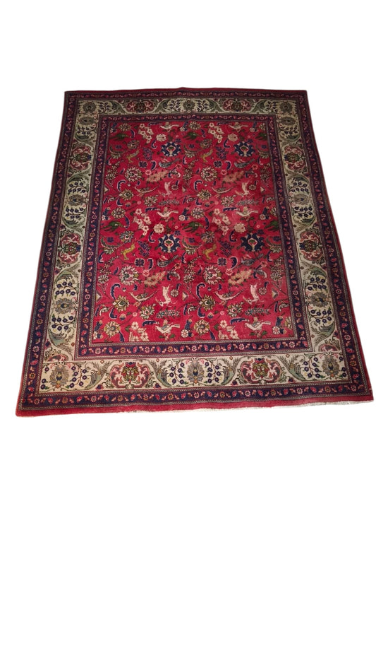 87312 Tappeto in fibra naturale con decorazione a motivo floreale