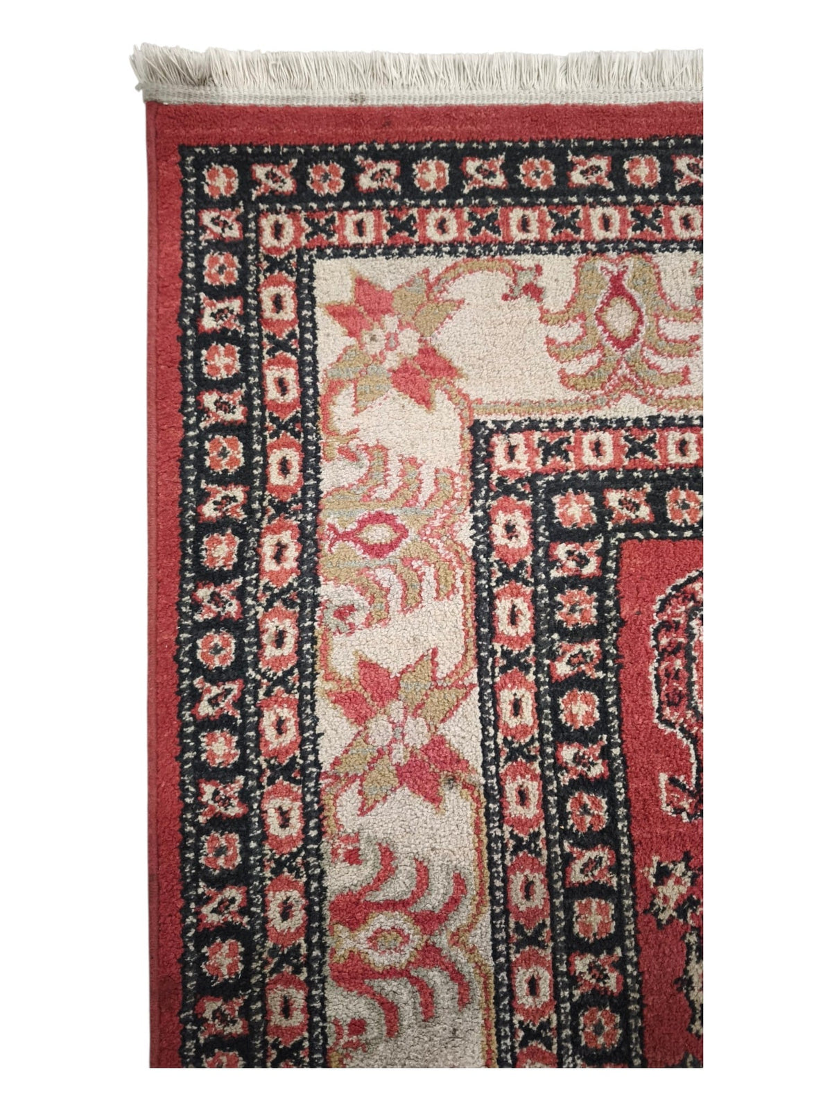 94370 Tappeto rosso e crema con decoro geometrico 137cm x 207cm