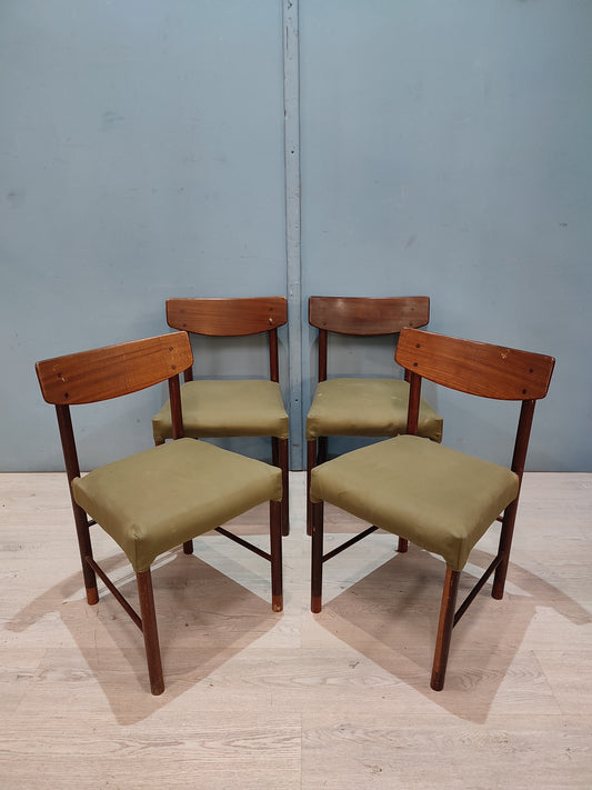 56476 Set n 4 sedie danesi con seduta verde militare