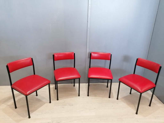 42333 Set n 4 sedie con seduta rossa