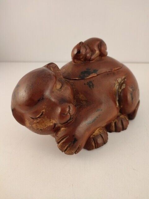 42201 Scatola in legno vintage a forma di animale