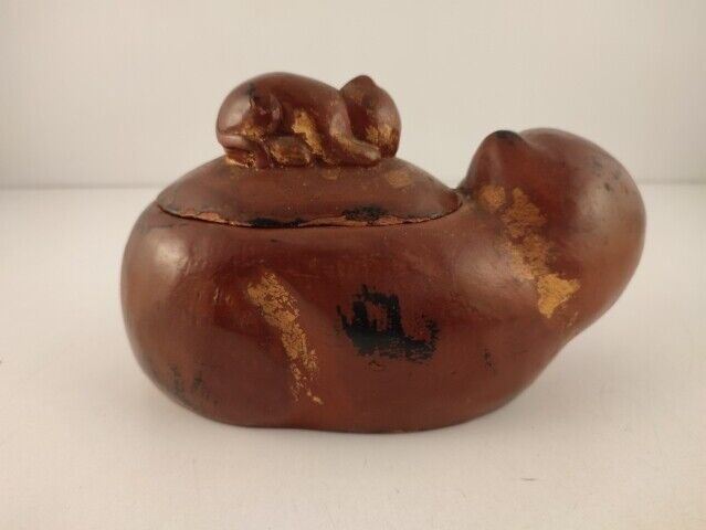 42201 Scatola in legno vintage a forma di animale