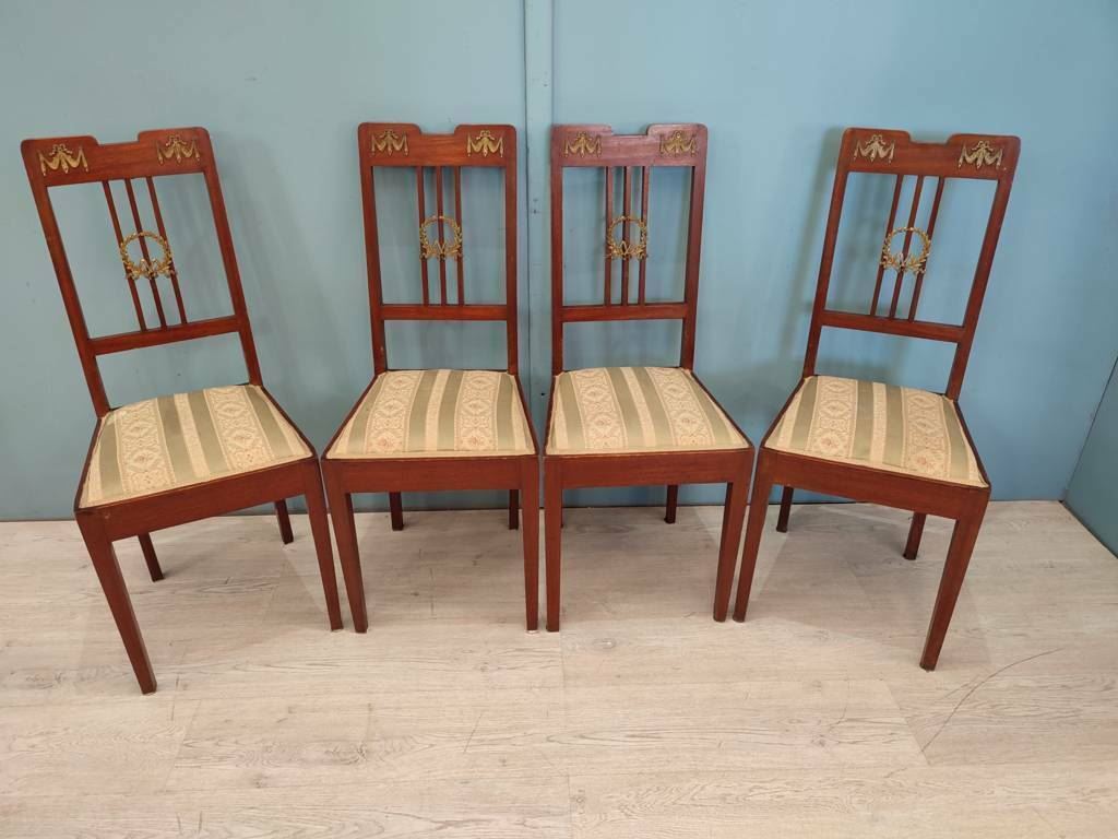 48835 Set n 4 sedie Liberty in legno e tessuto