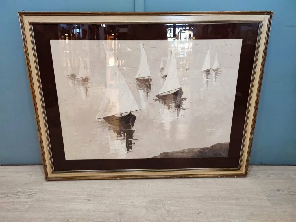 52053 Quadro Barche a vela di Tesi, olio su tela
