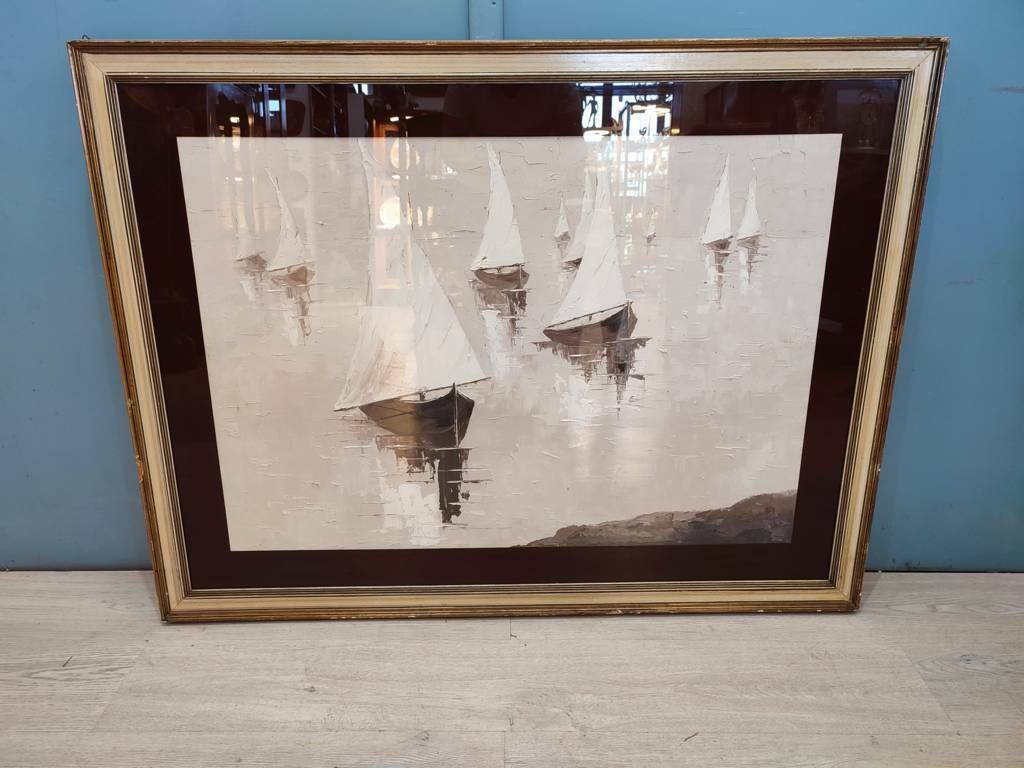 52053 Quadro Barche a vela di Tesi, olio su tela
