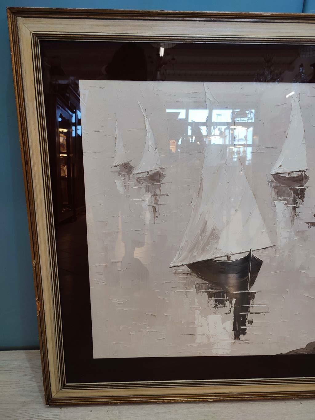 52053 Quadro Barche a vela di Tesi, olio su tela