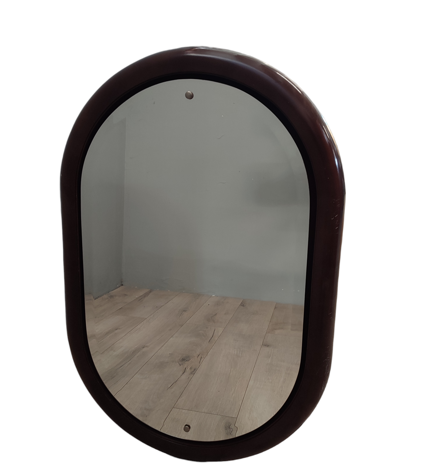 63918 Specchio ovale con cornice marrone