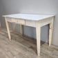 93025 Tavolo anni '50 con base bianca in legno e piano in marmo grigio