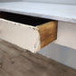 93025 Tavolo anni '50 con base bianca in legno e piano in marmo grigio