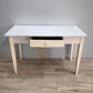 93025 Tavolo anni '50 con base bianca in legno e piano in marmo grigio