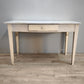 93025 Tavolo anni '50 con base bianca in legno e piano in marmo grigio