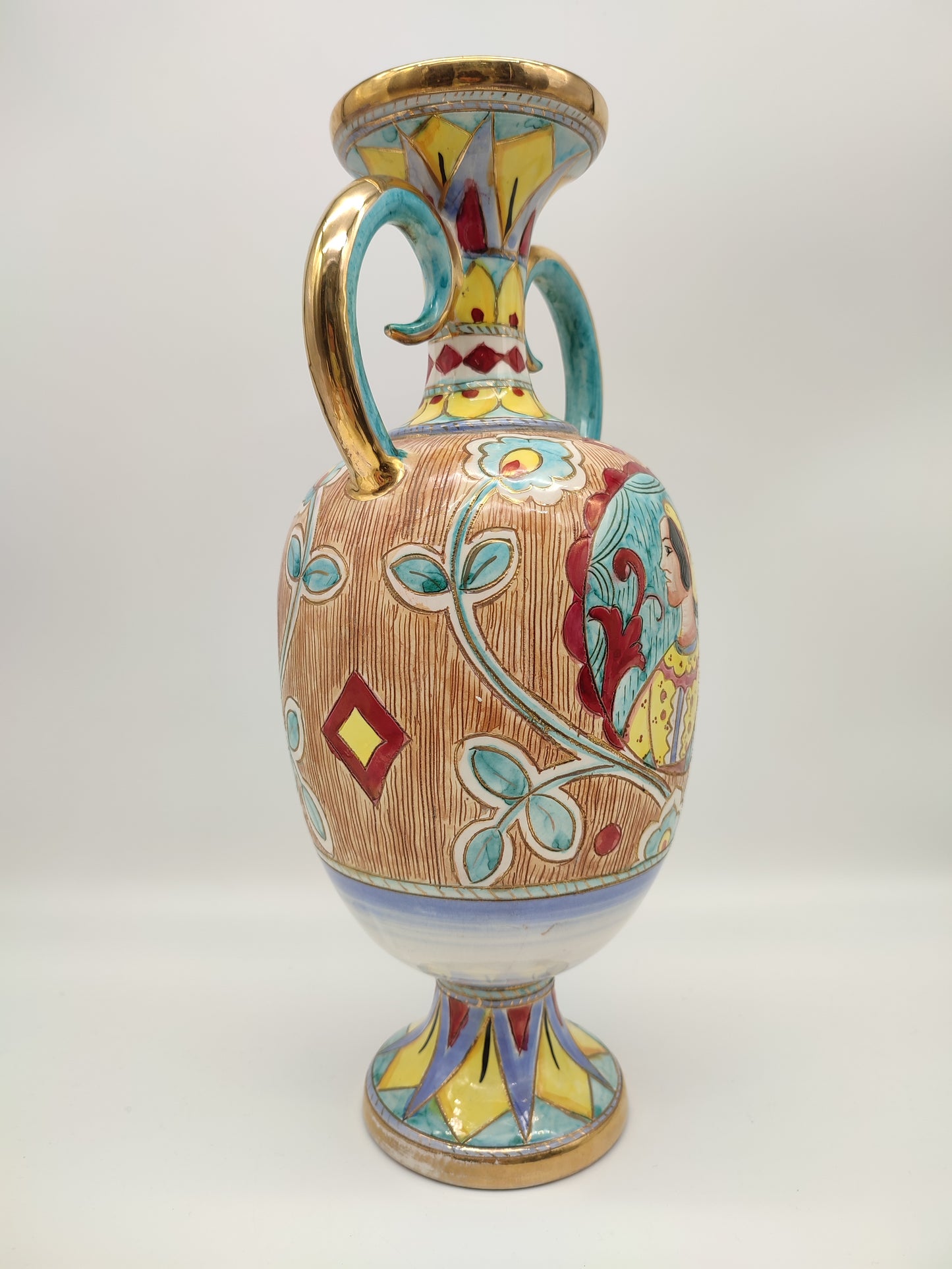 68380 Vaso in ceramica decorata con manici