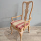 68391 Set n 8 sedie in legno massello di rovere sbiancato con seduta damascata