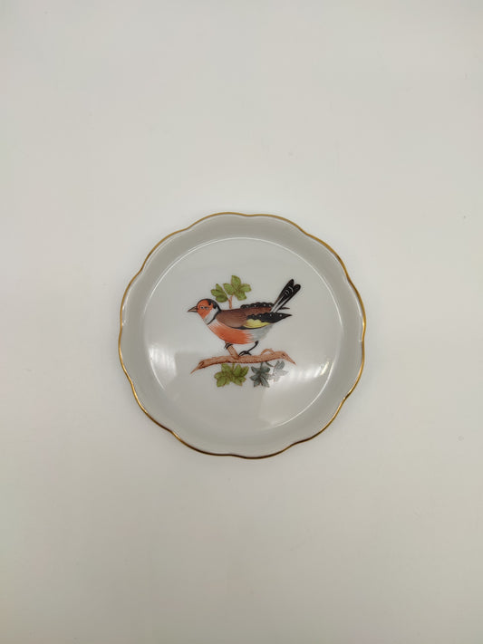 68626-2  Piattino rotondo in ceramica Herend con decorazione uccelli