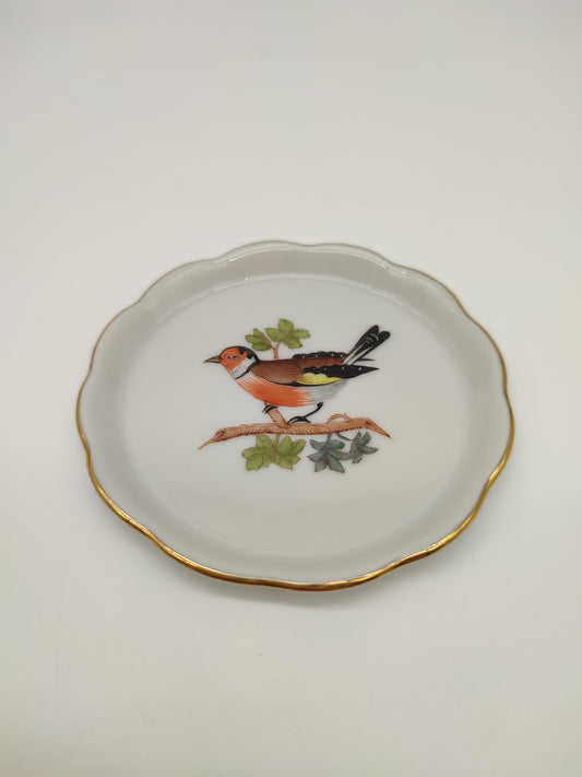 68626-2  Piattino rotondo in ceramica Herend con decorazione uccelli