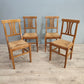 70582 Set n 4 sedie in legno con seduta in paglia