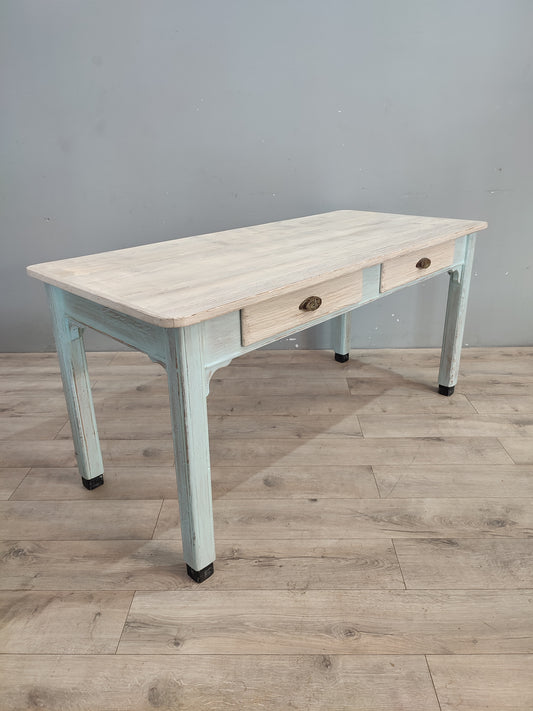 71740 Tavolo in legno con base azzurra