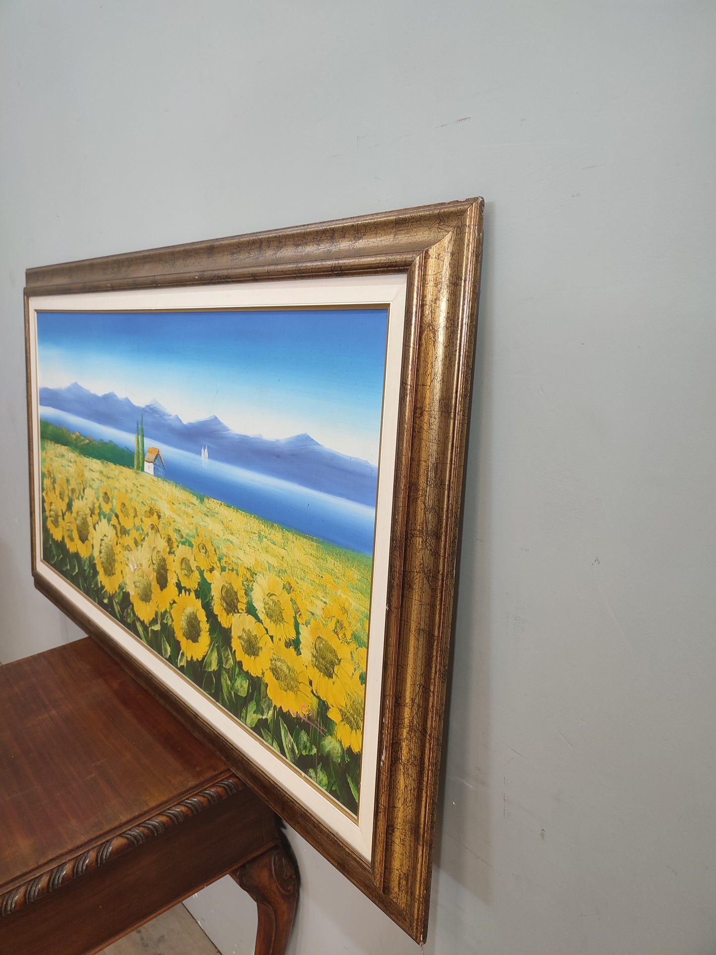 72558 Quadro girasoli con cornice oro