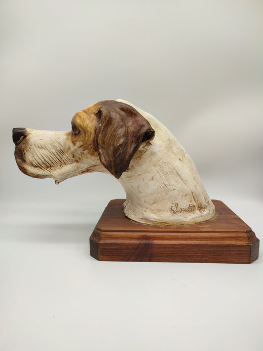 72736 Scultura cane in resina con base in legno