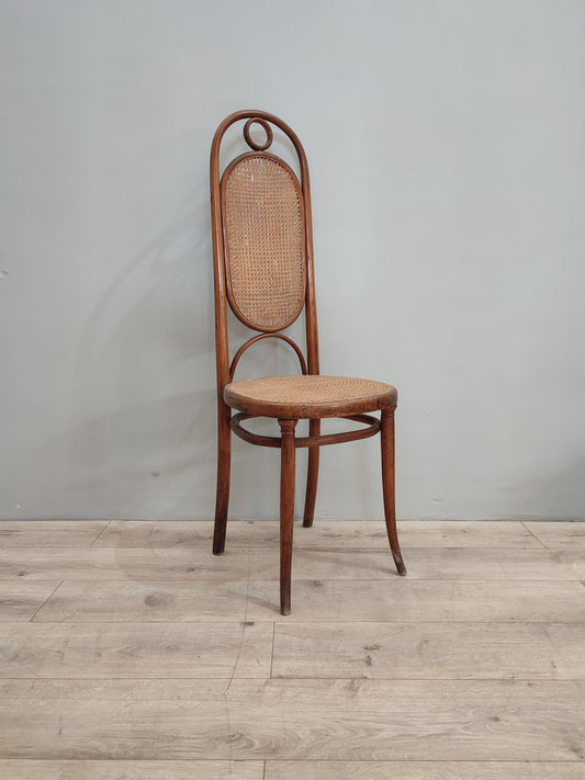 73802 Sedia in legno e paglia di Vienna con schienale alto Gebruder Thonet