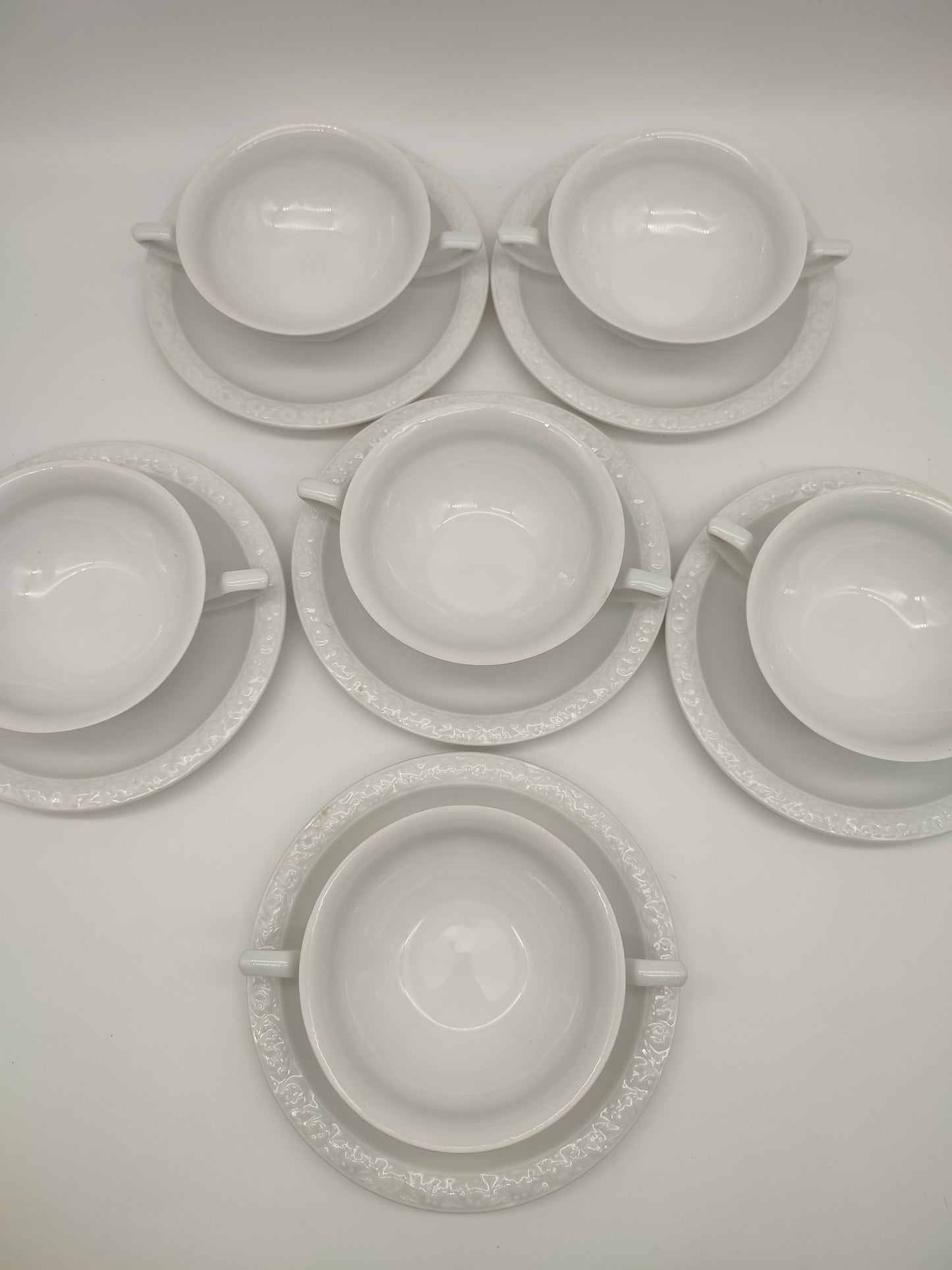 74121 Servizio da consommé per 6 persone in ceramica bianca Rosenthal