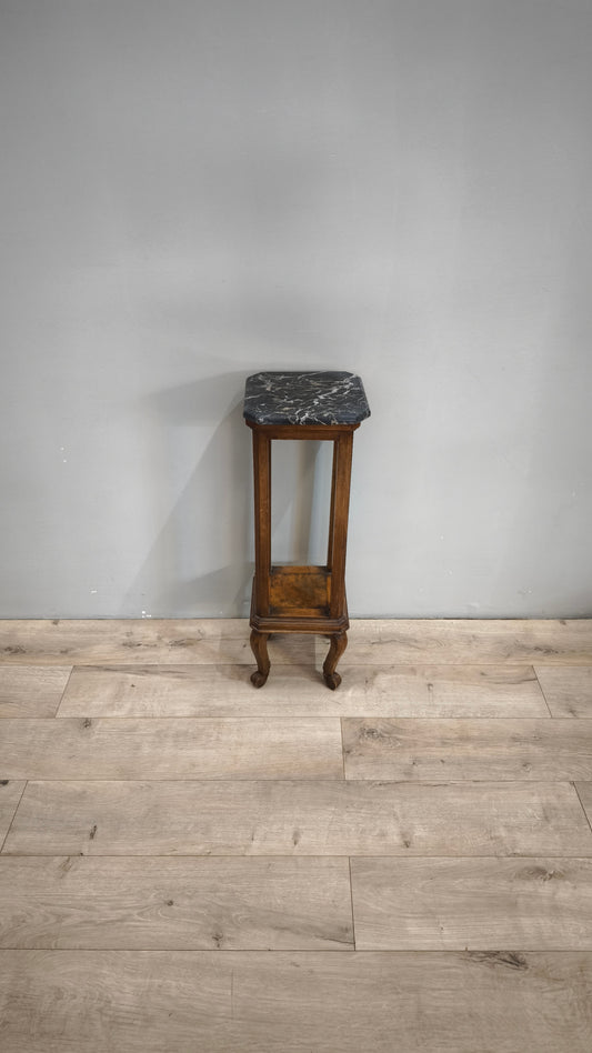 79084 Alzata in legno con piano in marmo grigio