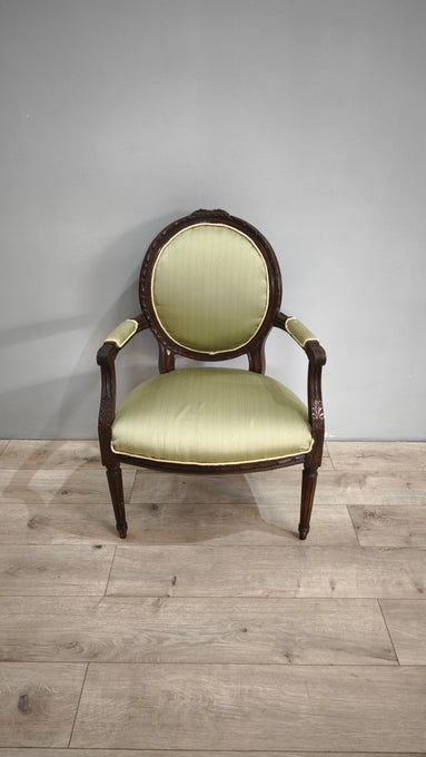 79360 Coppia di poltroncine in legno e tessuto verde