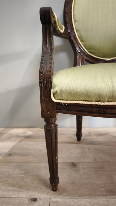 79360 Coppia di poltroncine in legno e tessuto verde