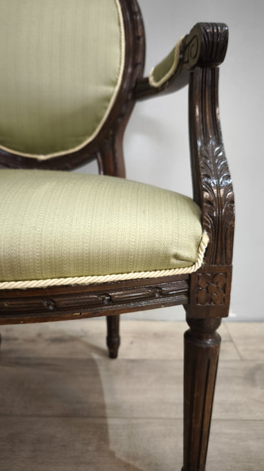 79360 Coppia di poltroncine in legno e tessuto verde